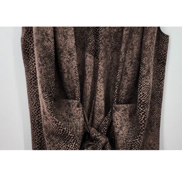 BLUZAT‎ Vest Viscose Snakeskin Wrap Cardigan Duster Tie Belt Brown Wrap DressXL - Picture 10 of 11